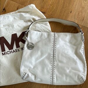 Michael Kors White Hobo Bag with Silver Hardware